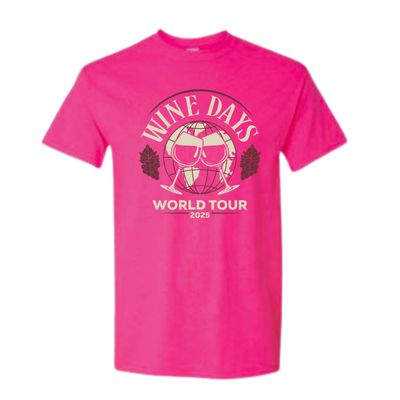 Unisex Bright Pink Wine Day World Tour Graphic Tee