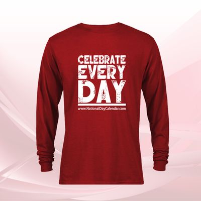 Celebrate Every Day Long Sleeve Dark Red Shirt