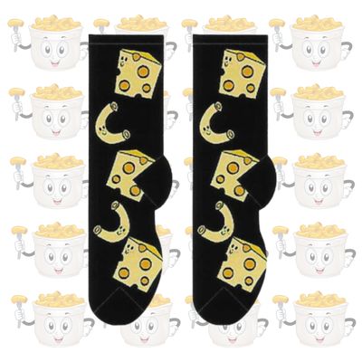 Women's Mac-n-Cheese Crew Socks - Black