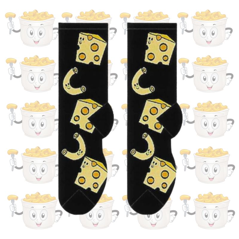 Women's Mac-n-Cheese Crew Socks - Black