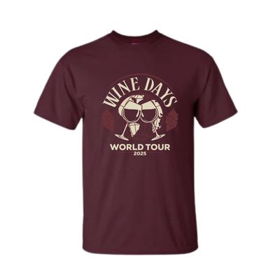 Unisex Dark Maroon Wine Day World Tour Graphic Tee