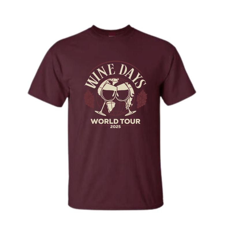 Unisex Dark Maroon Wine Day World Tour Graphic Tee