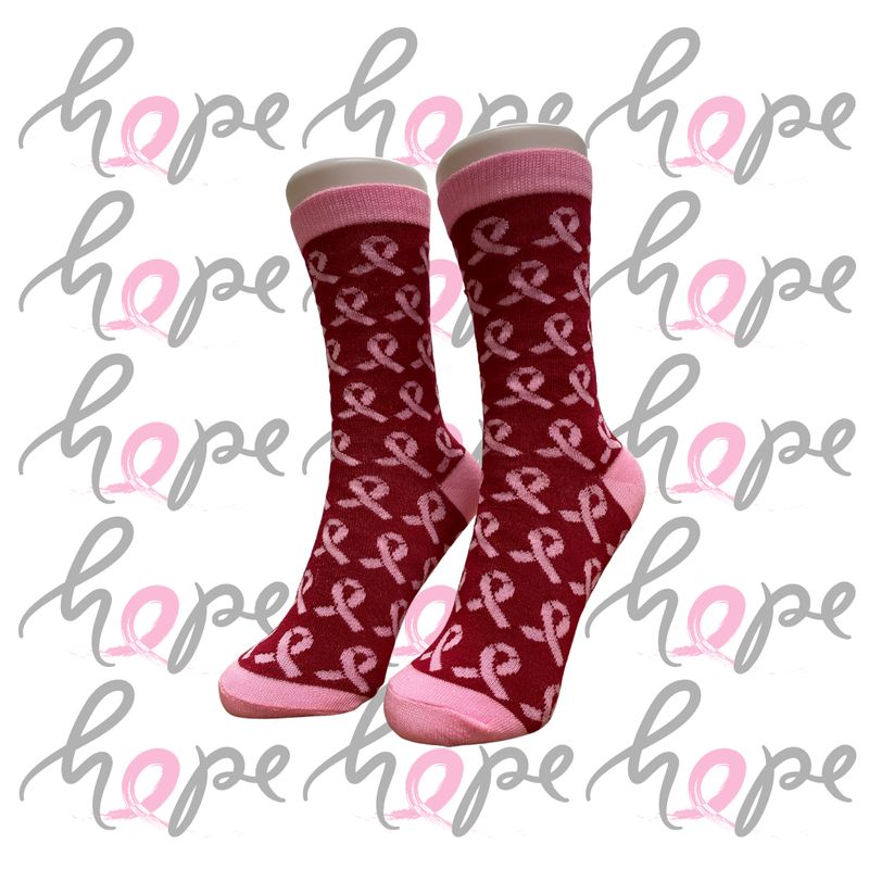 Women's Breast Cancer Awareness Crew Socks - Style 1