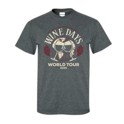 Unisex Charcoal Wine Day World Tour Graphic Tee