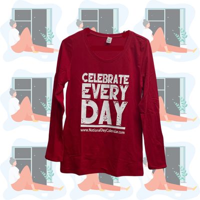 Celebrate Every Day Women's Red Scoop Neck Long Sleeve