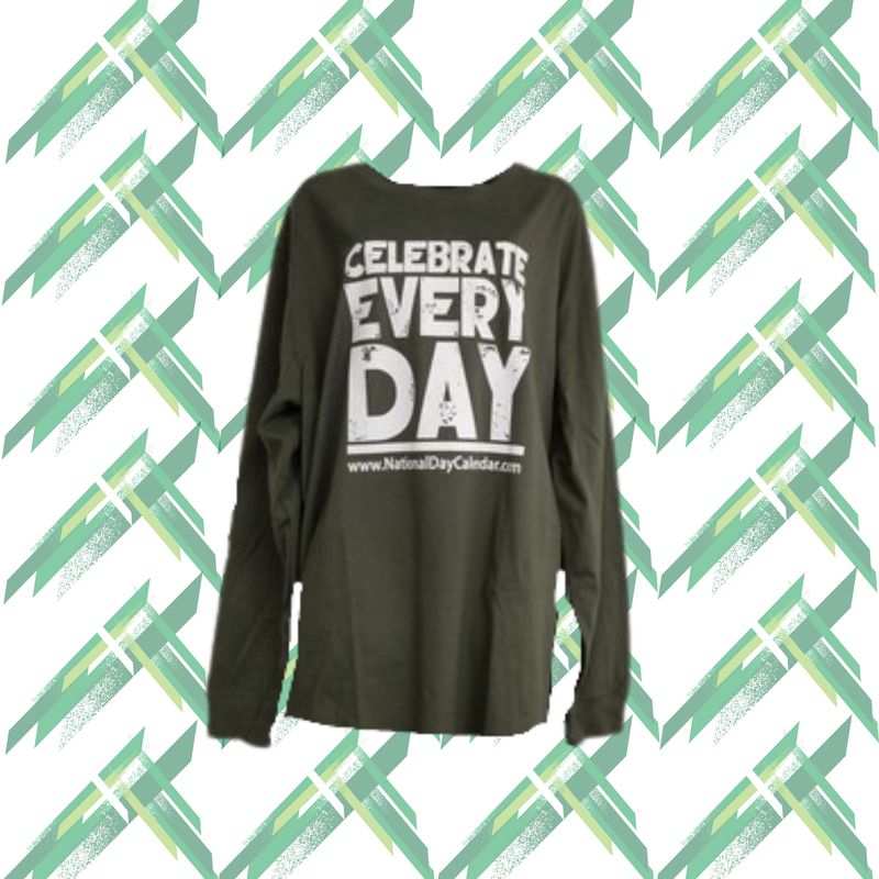 Celebrate Every Day Long Sleeve Olive Green T-Shirt