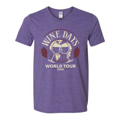 Ladies Heather Purple Wine Day World Tour Graphic Tee