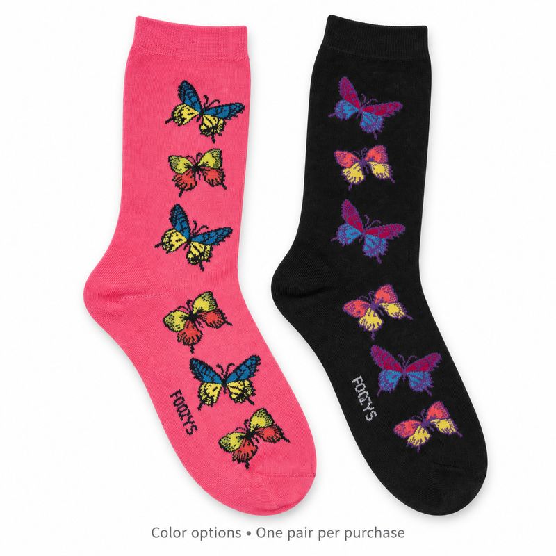 Women's Butterfly Crew Socks - 2 Colors