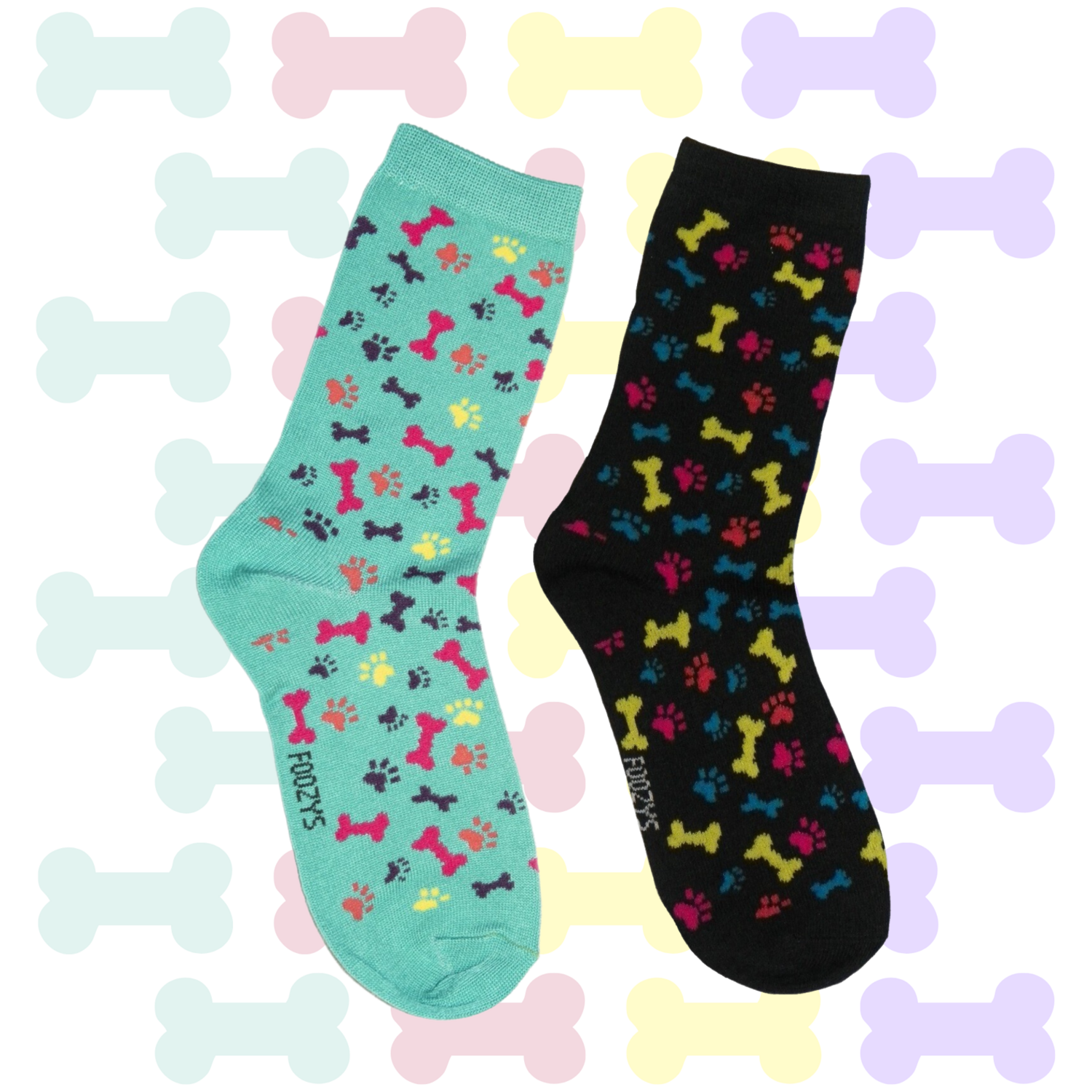 Women's Paws &amp; Bones Crew Socks - 2 Colors