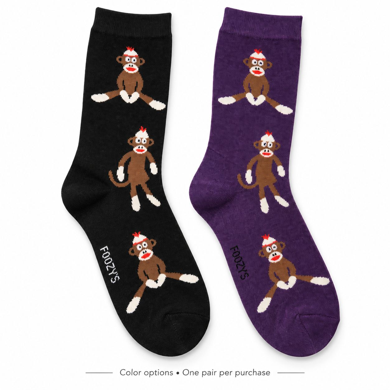 Women's Sock Monkey Crew Socks - 2 Colors