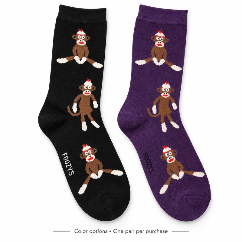 Women's Sock Monkey Crew Socks - 2 Colors