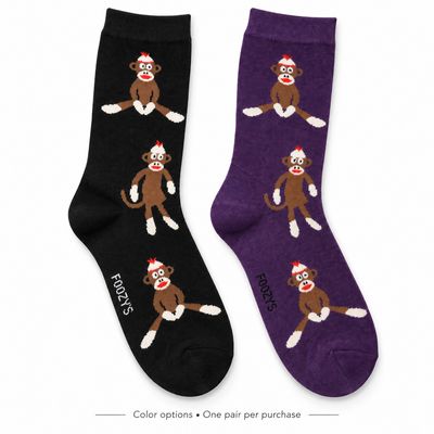 Women's Sock Monkey Crew Socks - 2 Colors