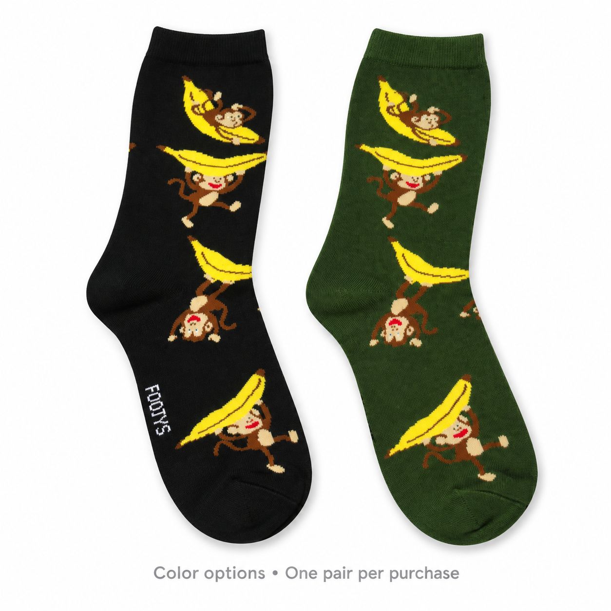 Women's Banana &amp; Monkey Crew Socks - 2 Colors