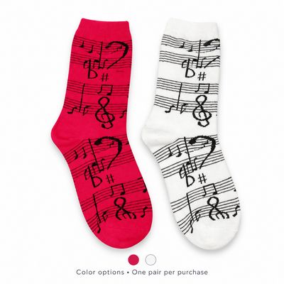 Women's Musical Note Crew Socks - 2 Colors