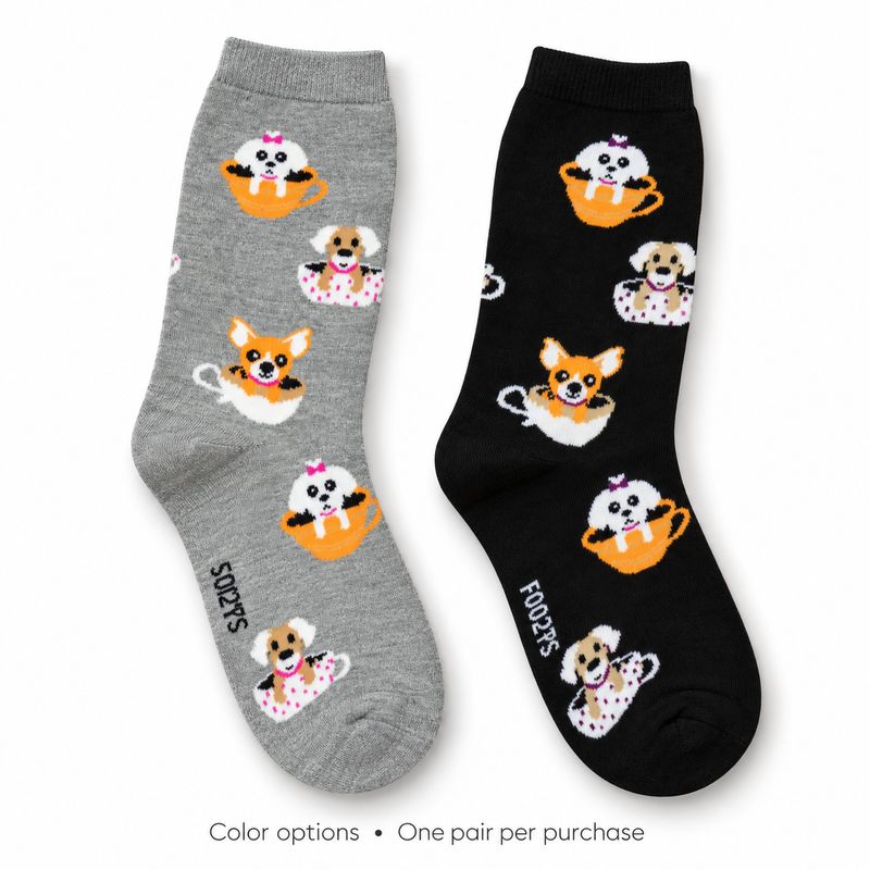 Women's Pups in a Cup Crew Socks - 2 Colors
