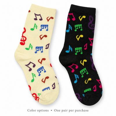Women's Musical Notes Crew Socks - 2 Colors
