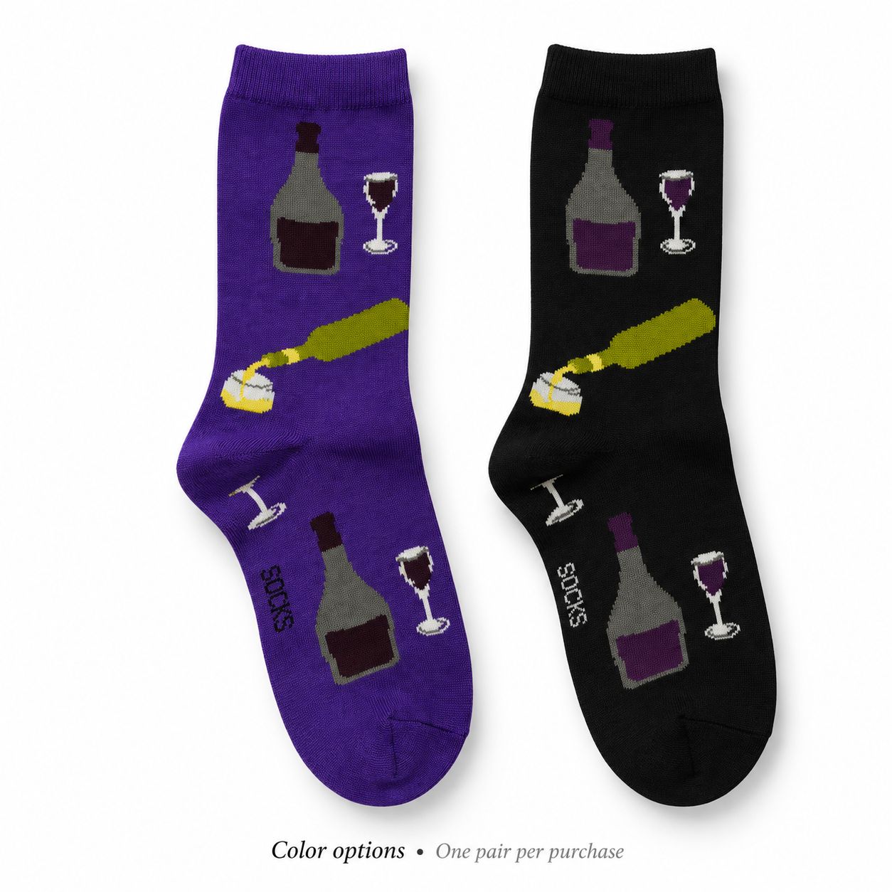 Women's Red &amp; White Wine Crew Socks - 2 Colors