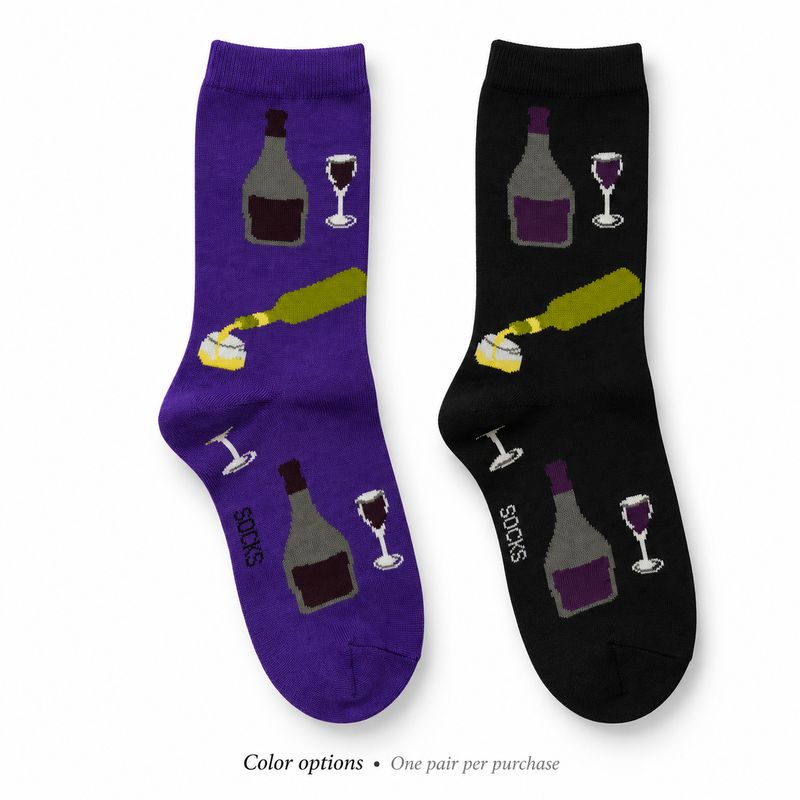 Women's Red &amp; White Wine Crew Socks - 2 Colors