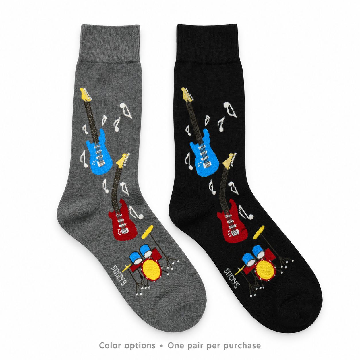 Men's Electric Guitar Crew Socks - 2 Colors