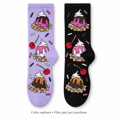 Women's Waffles &amp; Sundaes Crew Socks - 2 Colors