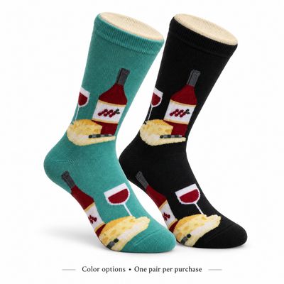 Women's Red Wine &amp; Cheese Crew Socks - 2 Colors