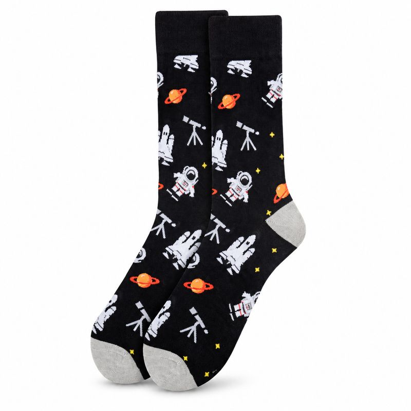 Men's Black Astronaut Crew Socks