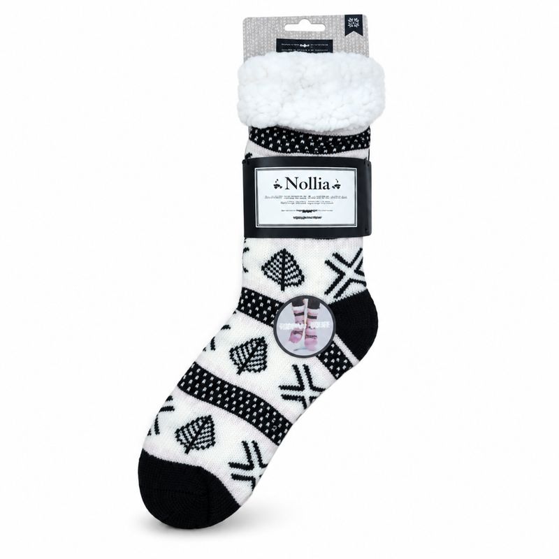 Women's Black &amp; White Plush Sherpa Socks