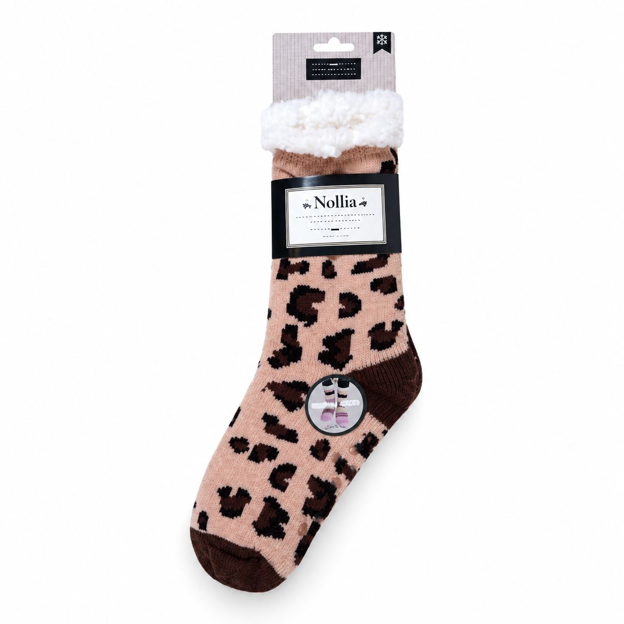 Women's Brown Plush Sherpa Leopard Socks