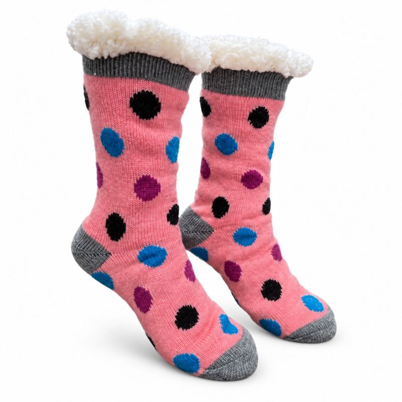 Women's Mauve Plush Sherpa Polka Dot Socks
