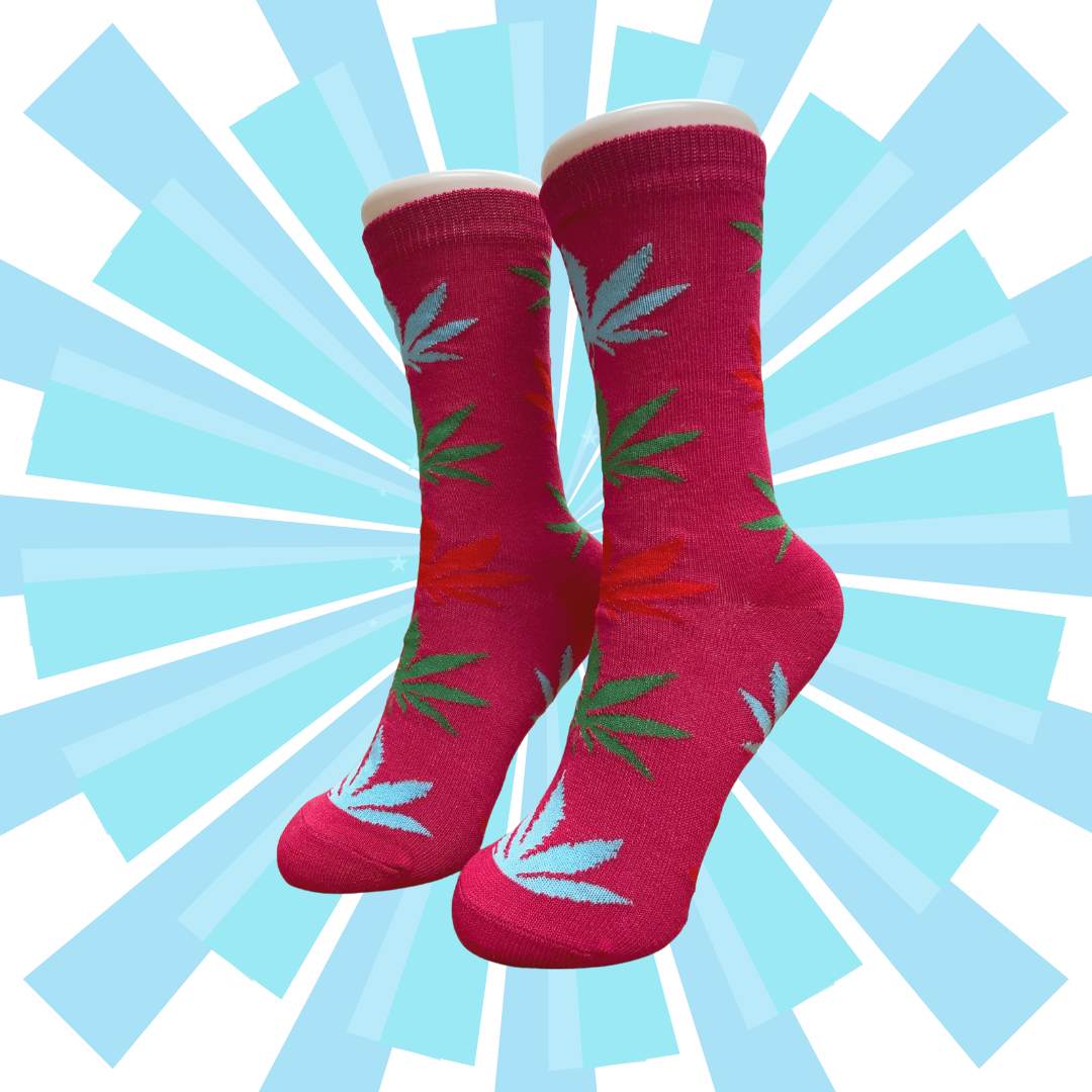 Women's Assorted Hemp Crew Socks - 6 Colors, Choose Color: Hot Pink