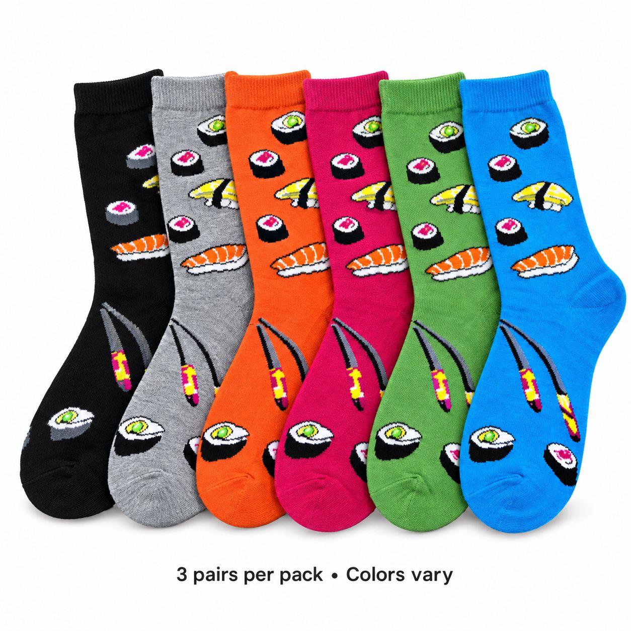 Women's Sushi Crew Socks - 3 PACK