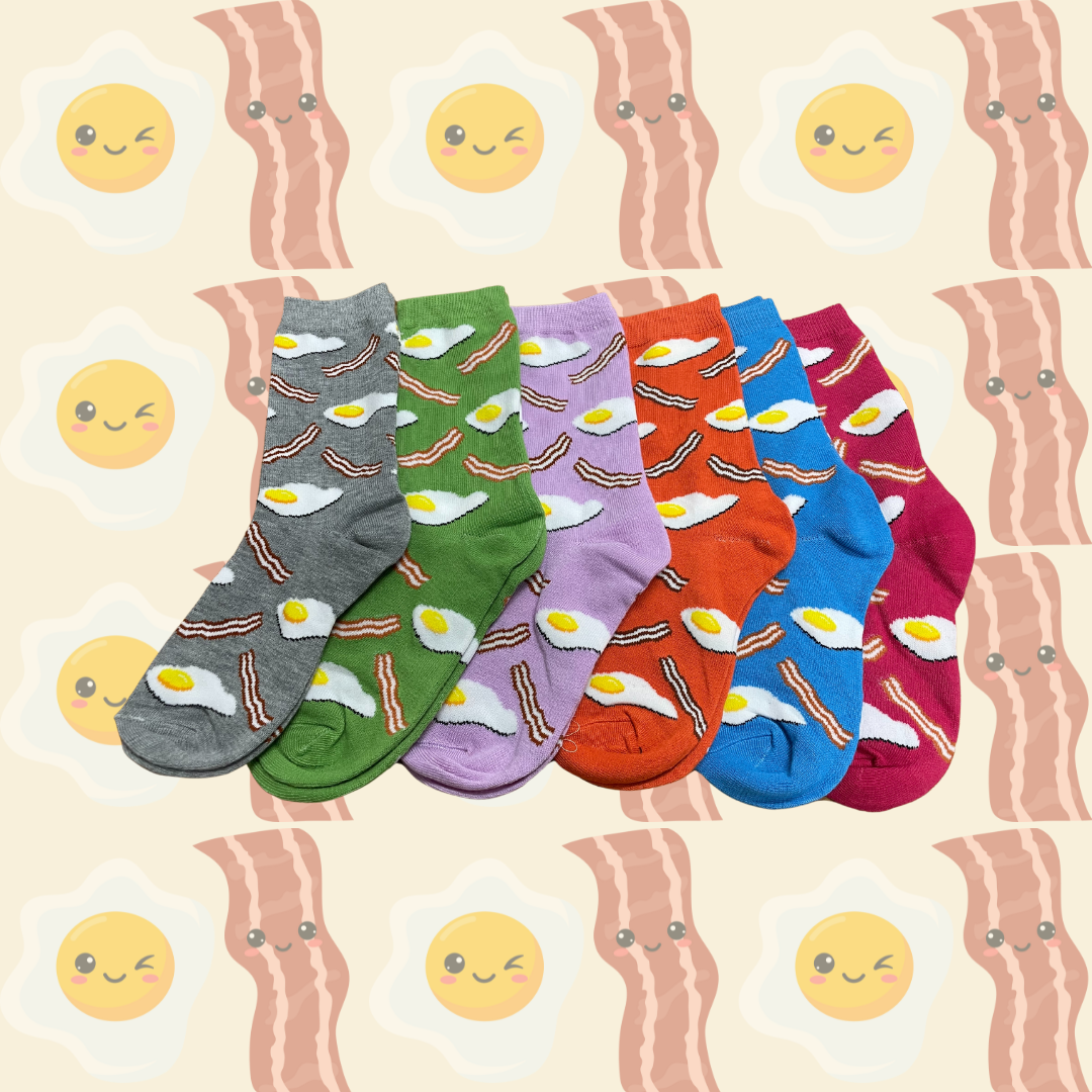 Women's Eggs &amp; Bacon Crew Socks - 3 PACK