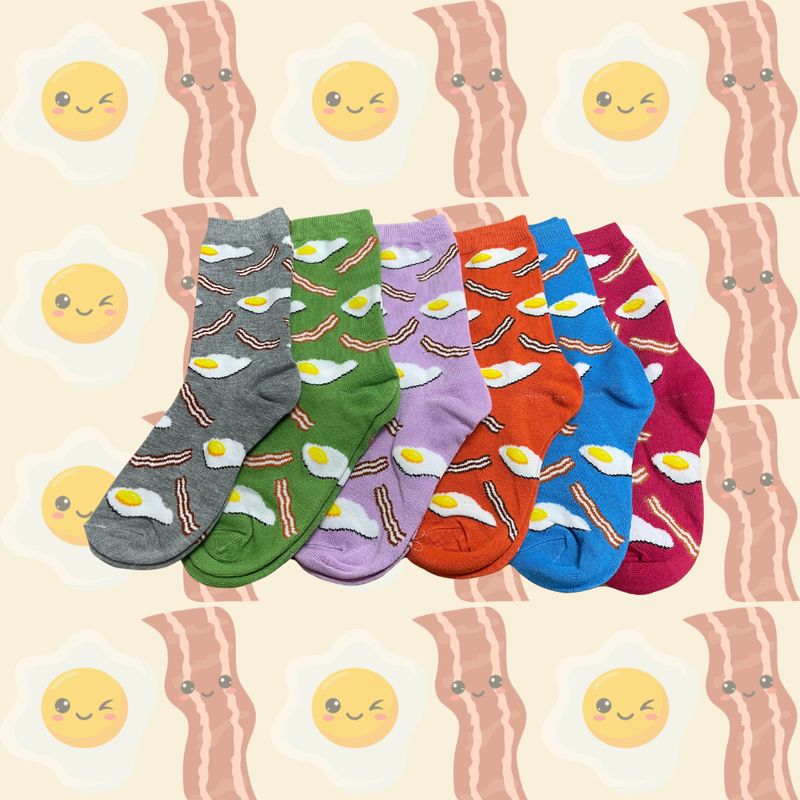 Women's Eggs &amp; Bacon Crew Socks - 3 PACK