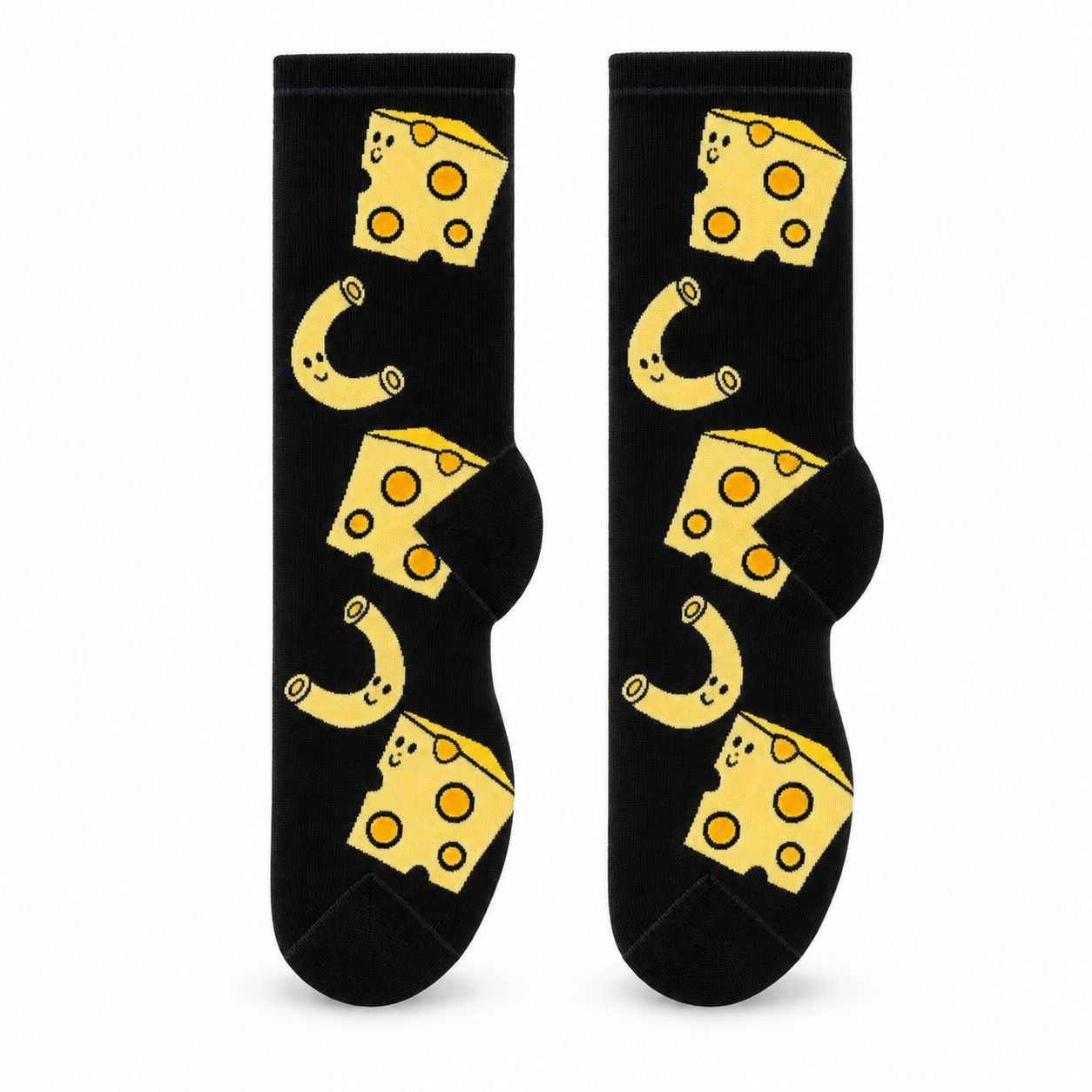 Women's Mac-n-Cheese Crew Socks - Black
