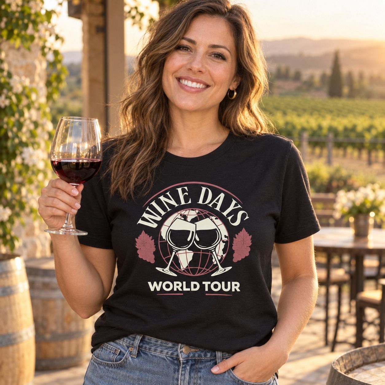 Official "Wine Days World Tour" Graphic T-Shirt - Unisex Black