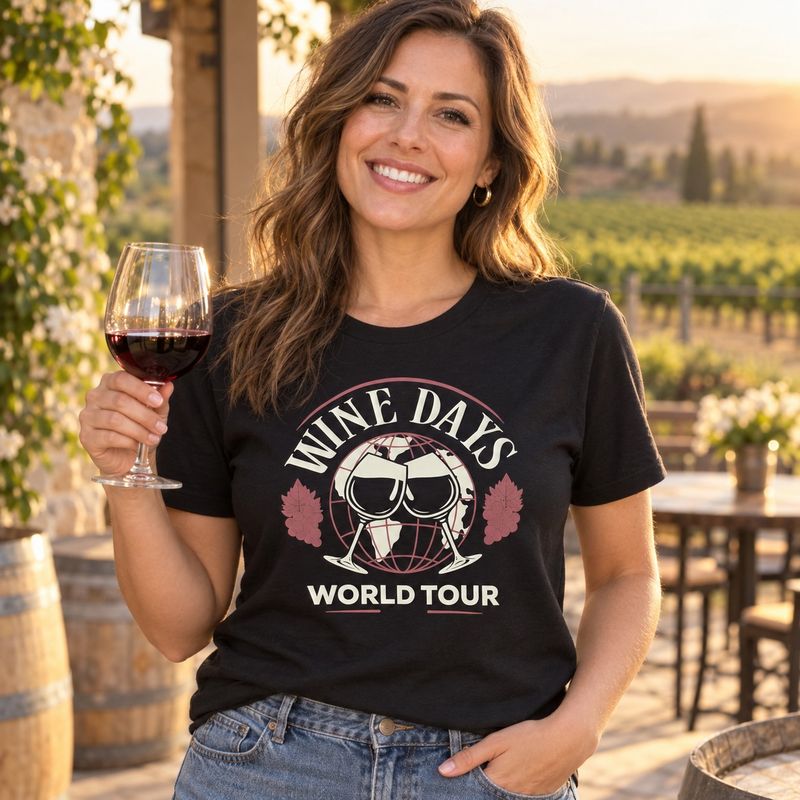 Official "Wine Days World Tour" Graphic T-Shirt - Unisex Black Official "Wine Days World Tour" Graphic T-Shirt - Unisex Black