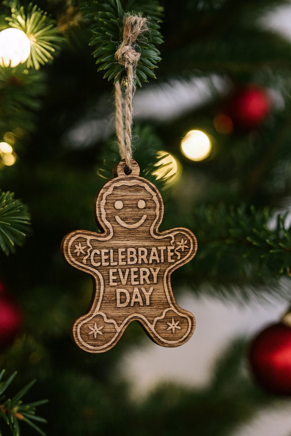 Celebrate Every Day® Gingerbread Gift Tag /  Ornament – Laser-Cut Oak
