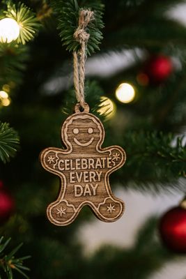 Celebrate Every Day® Gingerbread Gift Tag / Ornament – Laser-Cut Oak Celebrate Every Day® Gingerbread Gift Tag / Ornament – Laser-Cut Oak