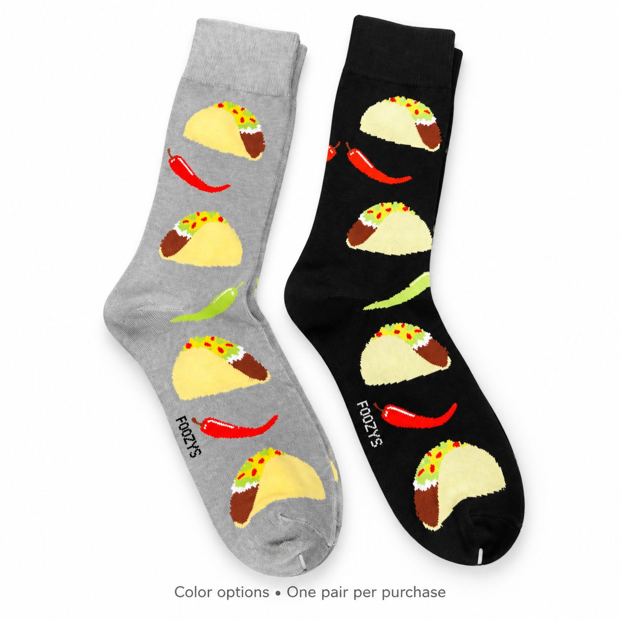 Men's Spicy Taco Crew Socks. One pair per purchase; select your color.