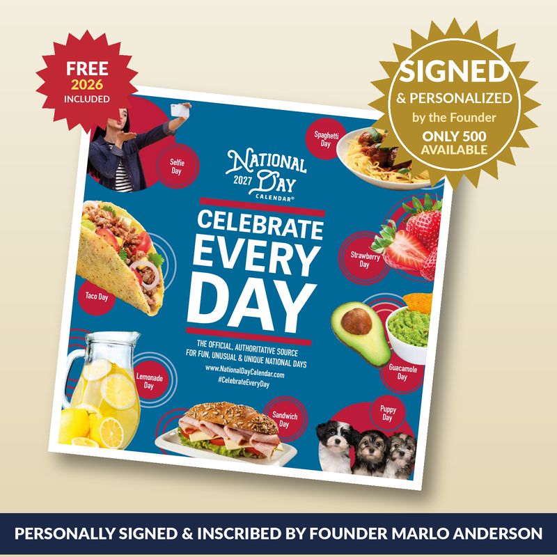 2027 National Day Wall Calendar – SIGNED by Founder Marlo Anderson (PREORDER) – Get the 2026 Edition FREE!