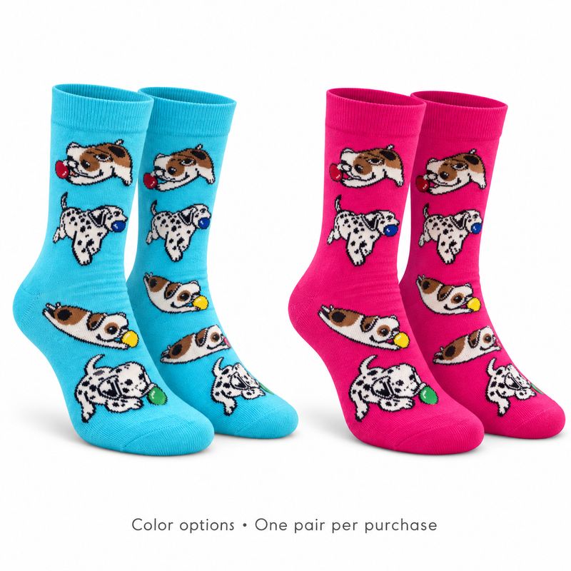Women's Playful Puppies Crew Socks - 2 Colors