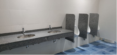 Vanitory en granito con dos piletas y divisores