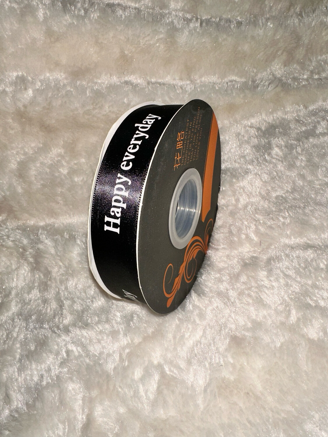 Black Happy every day Ribbon 45yard