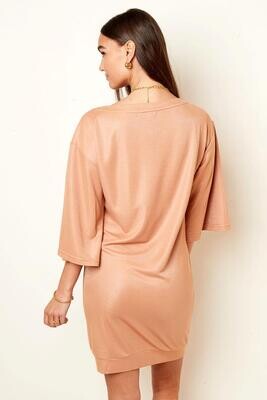 T-Shirt dress with shiny coating