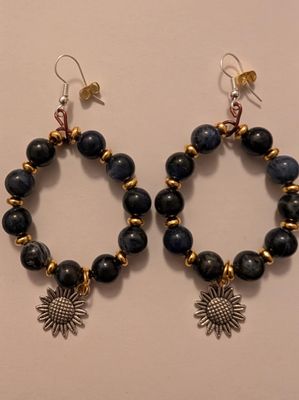 Handmade Lapis Lazuli Beaded Circular Earrings