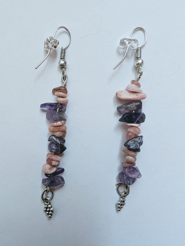 Handcrafted Amethyst and Rhodonite Earrings