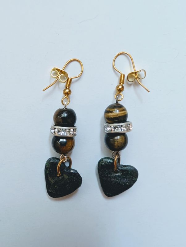 Handcrafted Polymer Clay and Tiger's Eye Earrings