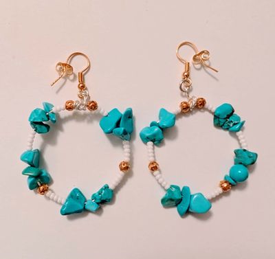 Handcrafted Earrings Turquoise Chips