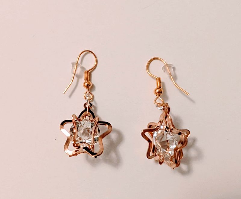 Handcrafted Earrings Cubic Zirconia within a Star Charm
