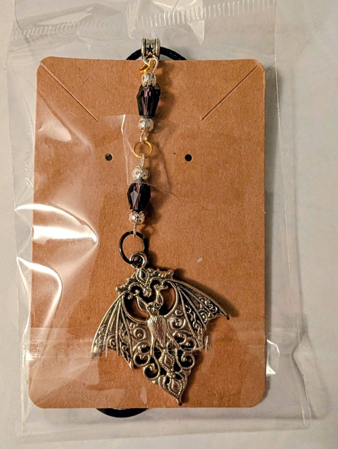 Handcrafted Bat Necklace with Bead Detail